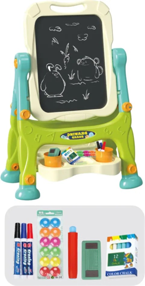 LEAN Toys Vzdelávacia obojstranná tabuľa pre rámy Príslušenstvo zelené 3v1