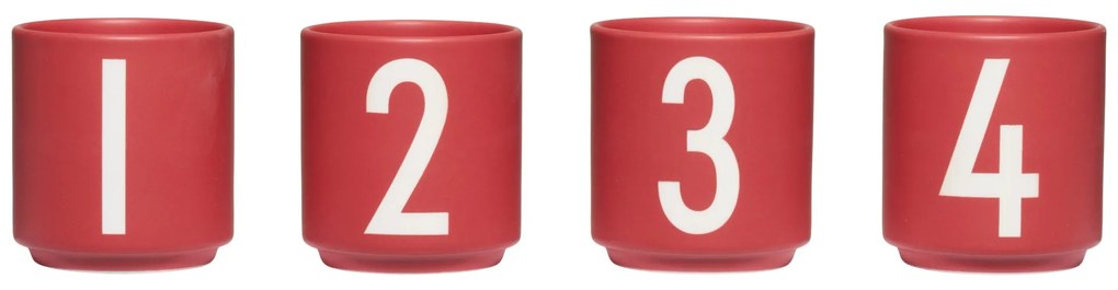 DESIGN LETTERS Porcelánová mini šálka Numbers Fade Rose 100 ml – set 4 ks