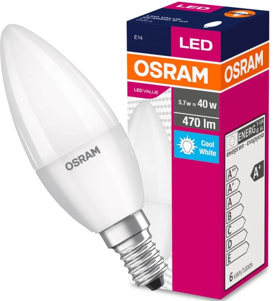 LED žiarovka E14 B35 5,7W = 40W 470lm 4000K Neutrálna 200° OSRAM Value