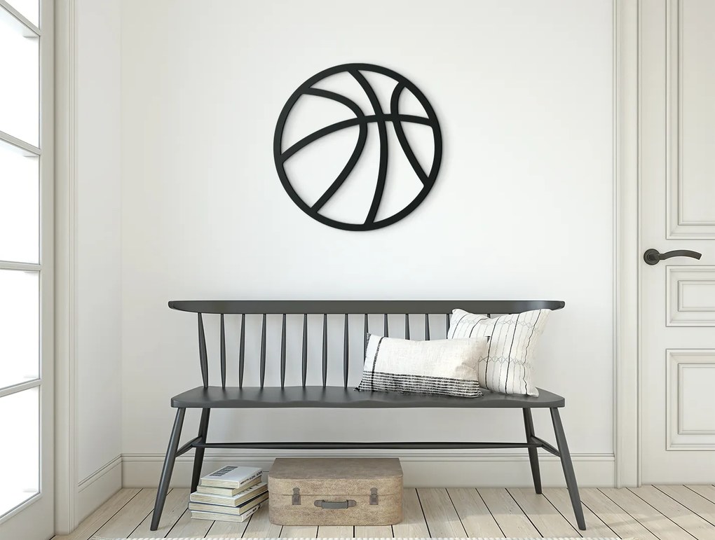 drevko Drevená nálepka Basketbalová lopta Rozmer obrazu: 32,5 x 32,5 cm, Farba dekorácie: Čierna
