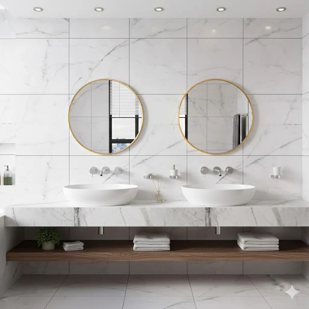 Erga Round, okrúhle zrkadlo 100cm, zlatý rám, ERG-V01-ROUND-1010-GD