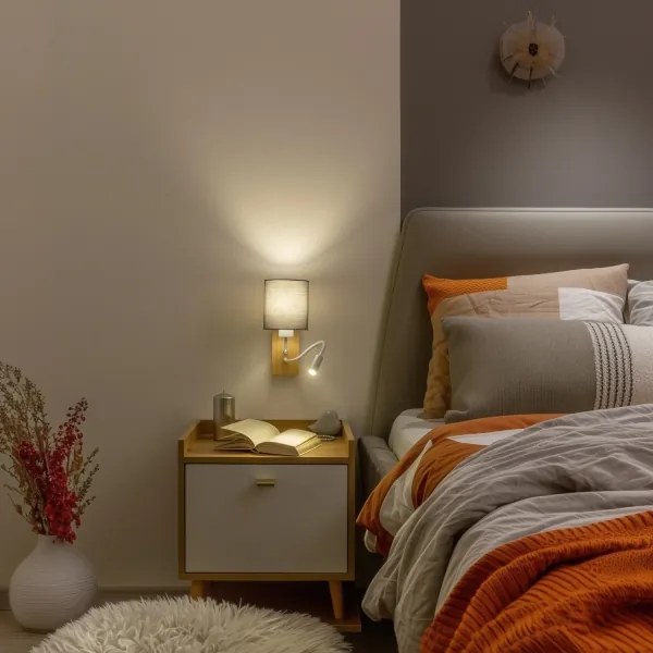 Brilagi - LED Nástenná lampa NUBILA WOOD 1xE27/25W/230V + LED/3W dub/antracit