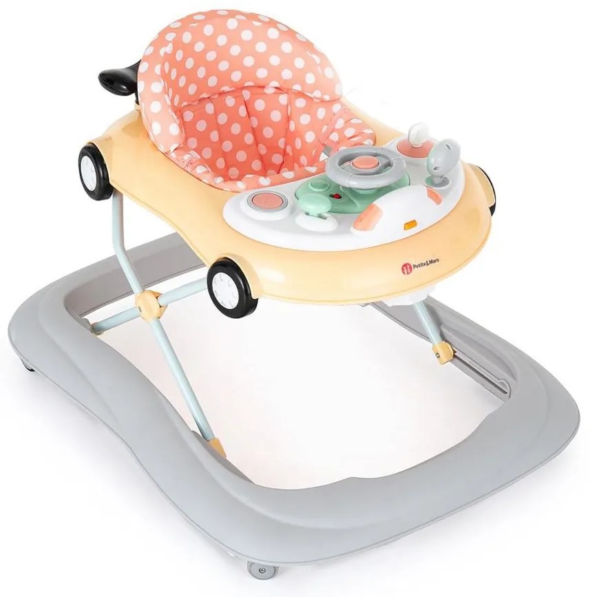 PETITE&amp;MARS - Detské chodítko s melódiou CABRIO 2xAA oranžová