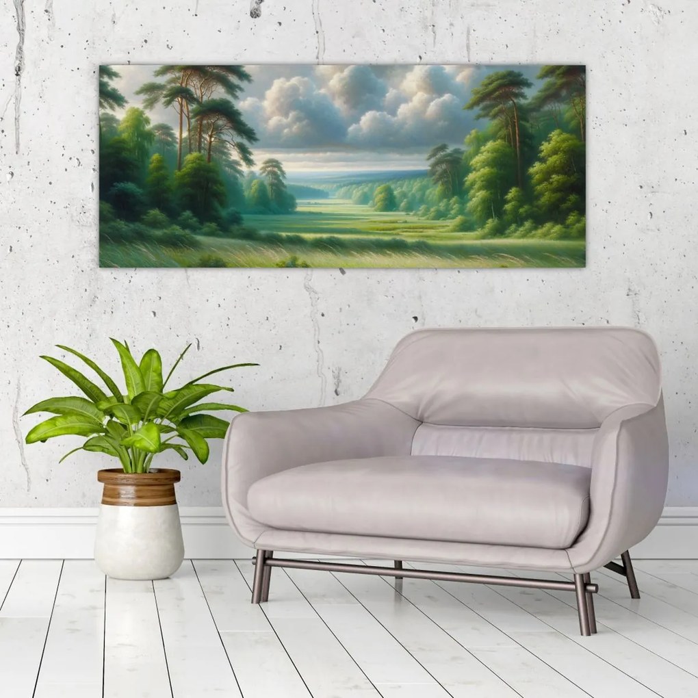 Obraz - Zelená krajina (120x50 cm)