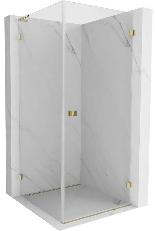 Mexen Lunar-B L, 1-krídlový sprchový kút, pravý, 80 x 80 cm, 8mm číre sklo, zlatý lesklý profil, 832L-080-080-50-00-P