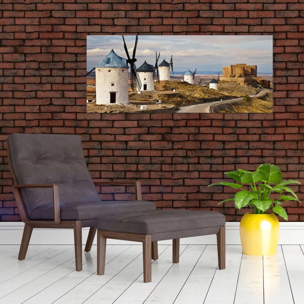 Obraz - Veterné mlyny Consuegra, Španielsko (120x50 cm)