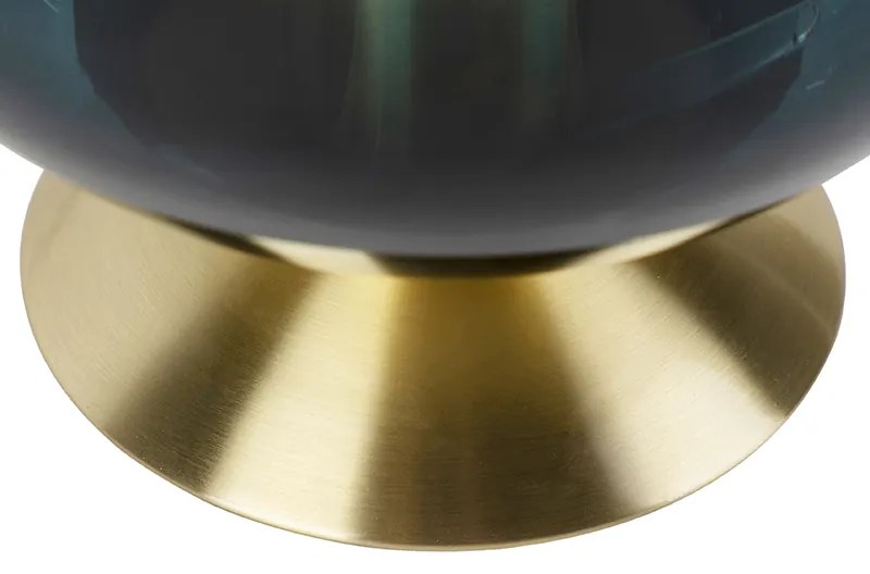 Stolná lampa v štýle Art Deco mosadz s oceánskym modrým sklom - Pallon
