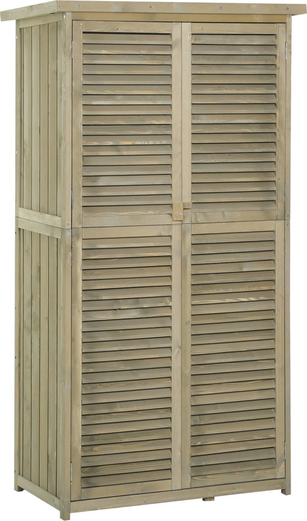 Záhradná skriňa Outsunny - Drevená kôlňa na nástroje, 87 x 46,5 x 160 cm | Aosom