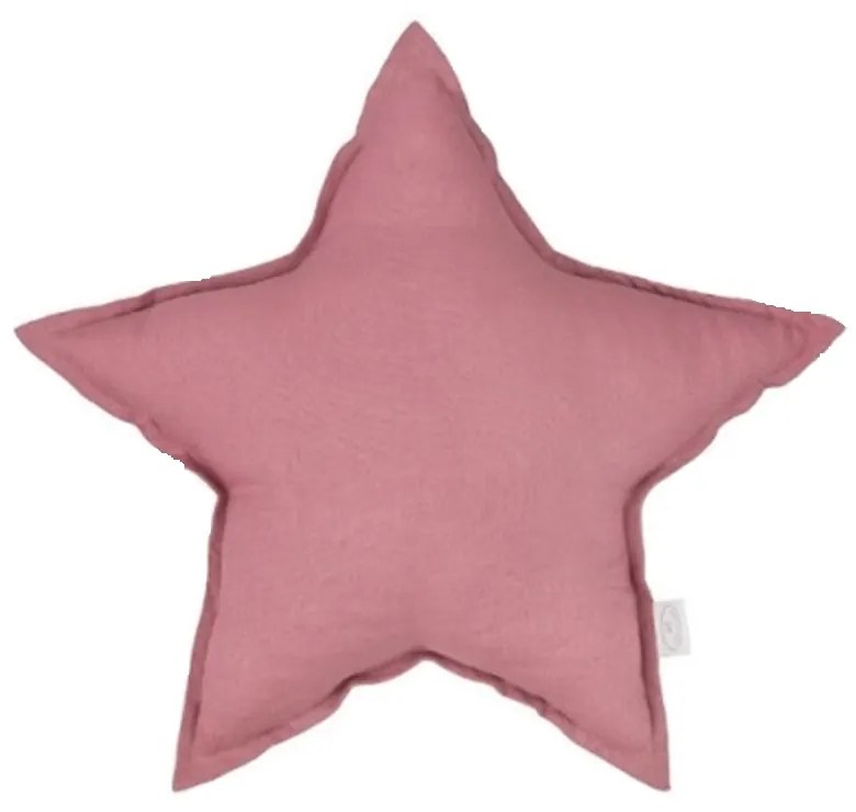 Cotton &amp; Sweets Mini ľanový vankúš hviezda tmavo ružová 36 cm
