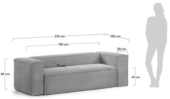 Dvojmiestna pohovka 210 cm blok sivá menčester MUZZA