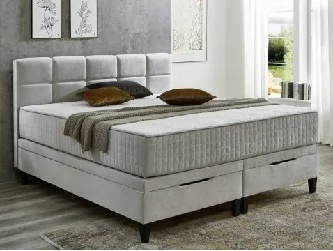 Posteľ boxspring Wien 180x200 cm, svetlo šedá látka%