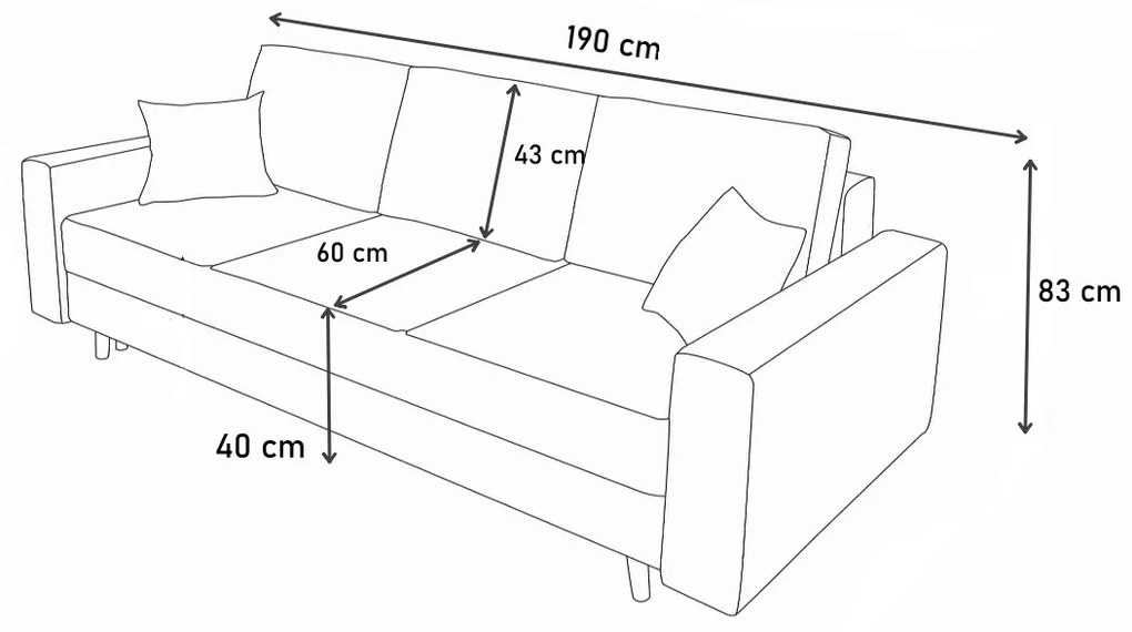 ozkladacia pohovka ZIRANA, 190x83x82, sawana 05