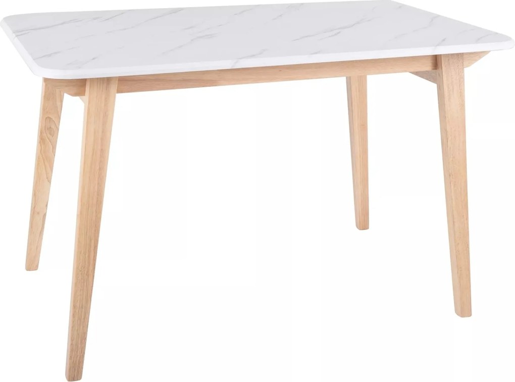 Jedálenský stôl Marcus 120 cm z masívu biely mramor/dub prírodný