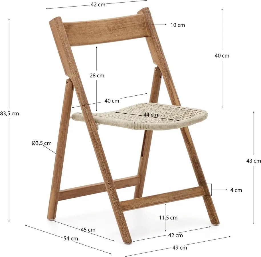 Drevená záhradná stolička v bielo-prírodnej farbe Dandara – Kave Home