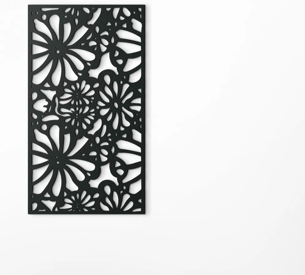 drevko Drevený obraz na stenu Kvety v záhrade Rozmer obrazu: 44,5 x 24,5 cm, Farba dekorácie: Čierna