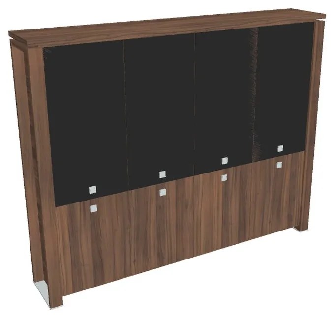 Vysoká skriňa Verno+ 260 x 46 x 210 cm, kombinované dvere, orech / čierna
