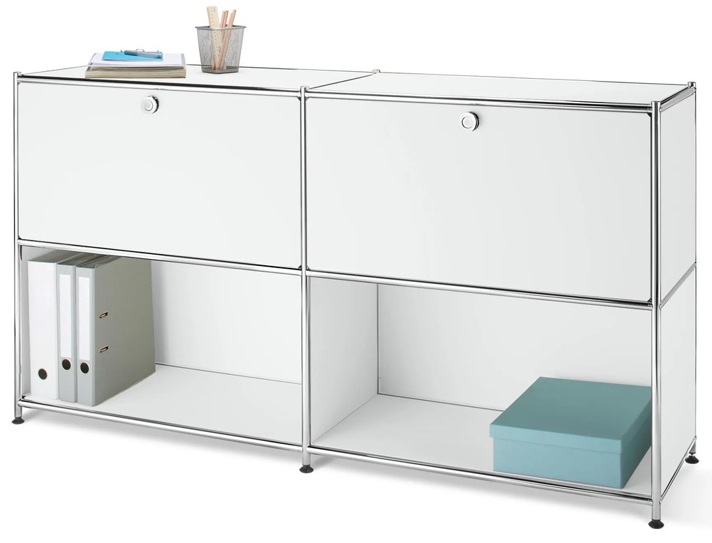 Kovová odkladacia skrinka »CN3« s nastaviteľnými výklopnými priehradkami, biela