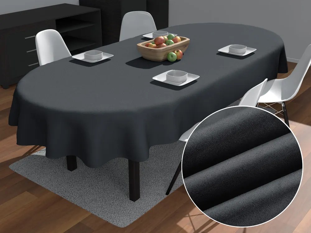 Biante Oválny obrus/imitácia brúsenej kože Alcantara ALC-016 Antracitovo sivý 140x200 cm