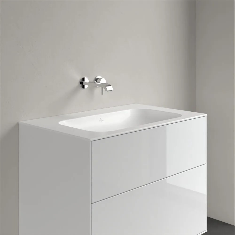 VILLEROY &amp; BOCH Finion umývadlo na skrinku bez otvoru, bez prepadu, 800 x 500 mm, Stone White, s povrchom CeramicPlus, 416483RW