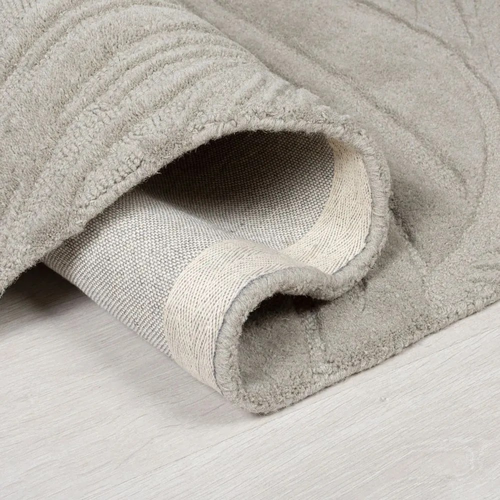 Sivý vlnený koberec Flair Rugs Lino Leaf, 160 x 230 cm