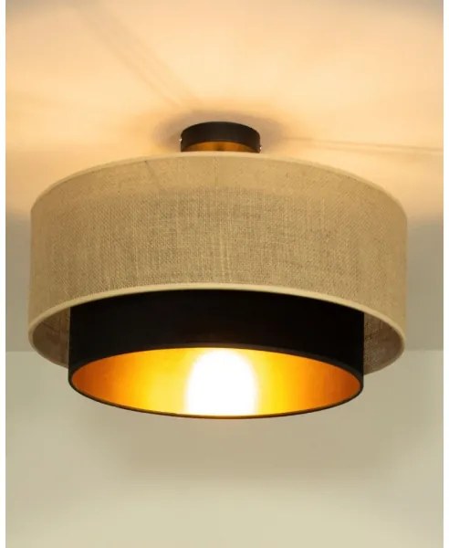 Prisadený luster SARTA 1xE27/60W/230V čierny/juta