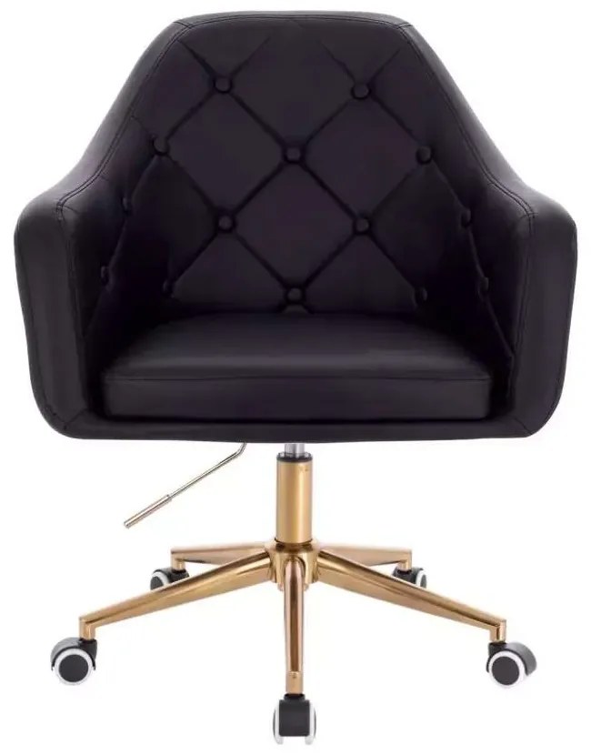 LuxuryForm DESIGN Kreslo ANDORA na zlatej podstave s kolieskami - čierne