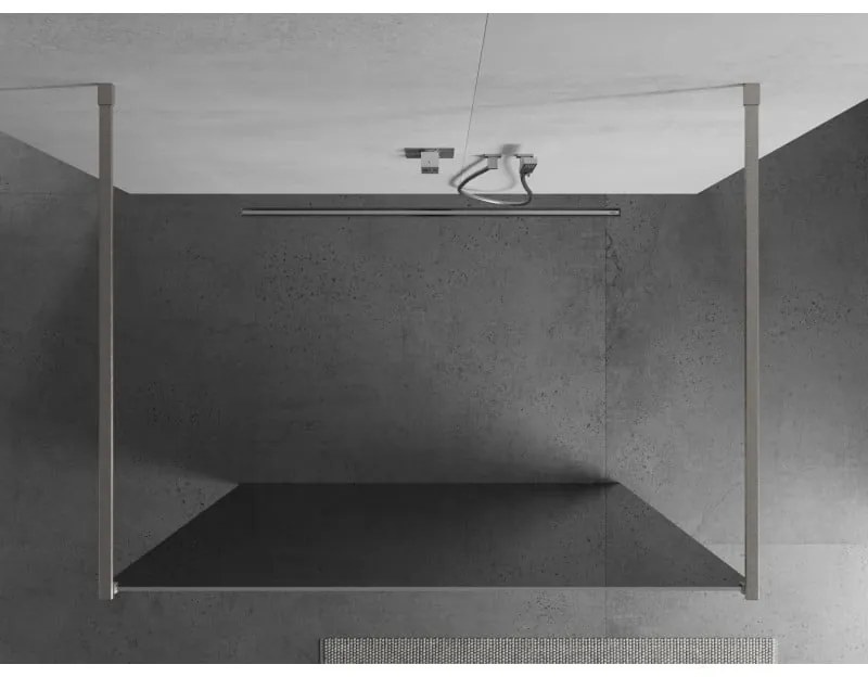Mexen Kioto, sprchová zástena Walk-In 100 x 200 cm, 8mm sklo vzor zrkadlo, brúsená oceľ profil, 800-100-002-97-50