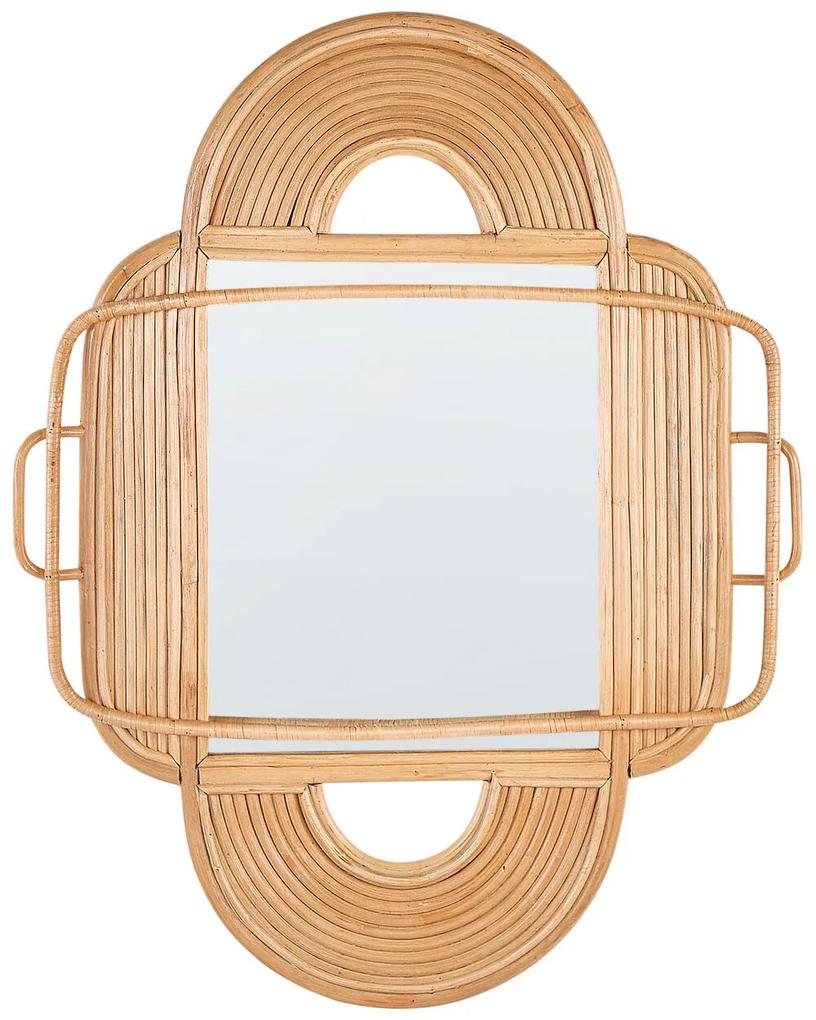 Ratanové nástenné zrkadlo 70 x 90 cm svetlé ALCORN Beliani