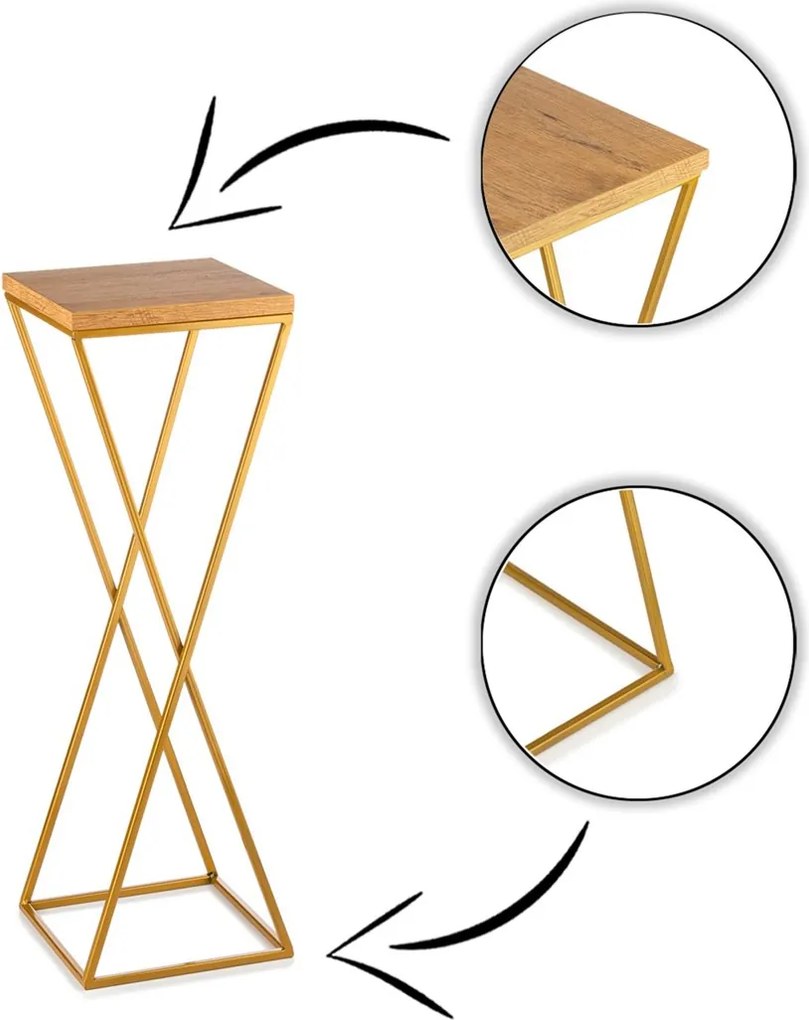 STOJAN NA KVETINÁČ LOFT6 70X24X24 CM ZLATÁ/HNEDÁ