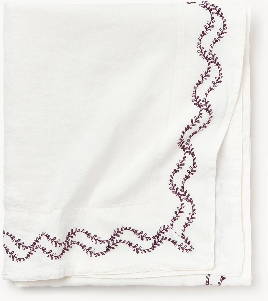 Obrus z vypratého ľanu's ručnou výšivkou Ivy