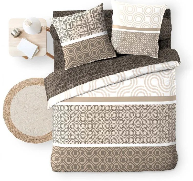 Hnedé bavlnené obliečky na dvojlôžko/predĺžené s plachtou/6-dielne 240x220 cm Pacha – douceur d'intérieur