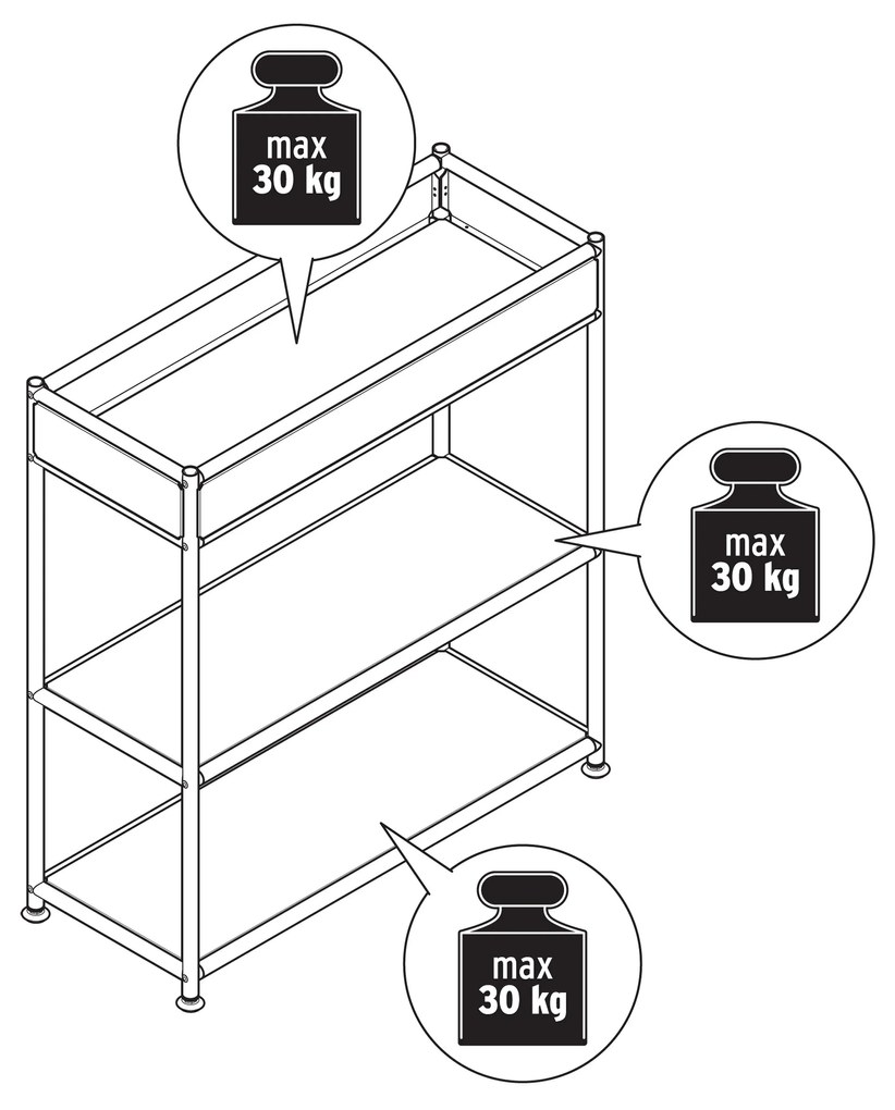 Kovová konzola »CN3 Slim Line« s poličkou, biela