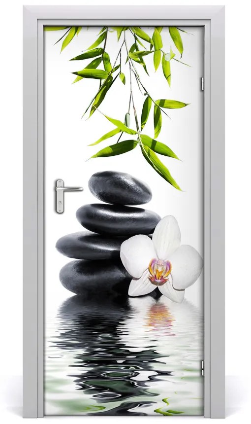 Fototapeta samolepiace Orchidea a kamene 75x205 cm