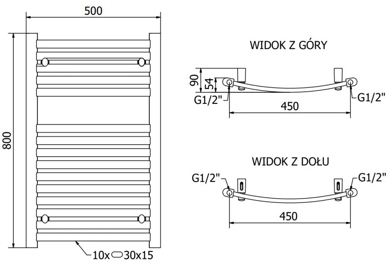 Mexen Helios, vykurovacie teleso 800x500 mm, 303 W, chrómová, W103-0800-500-00-01