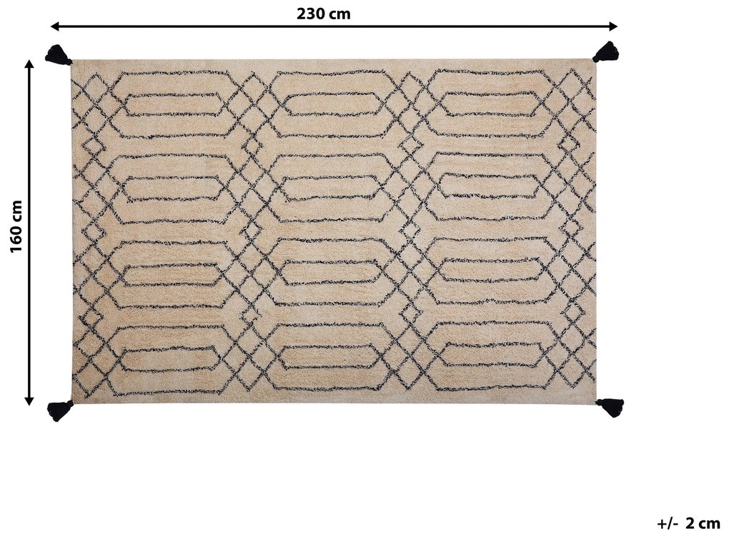 Bavlnený koberec 160 x 230 cm béžová/čierna MALTEPE Beliani