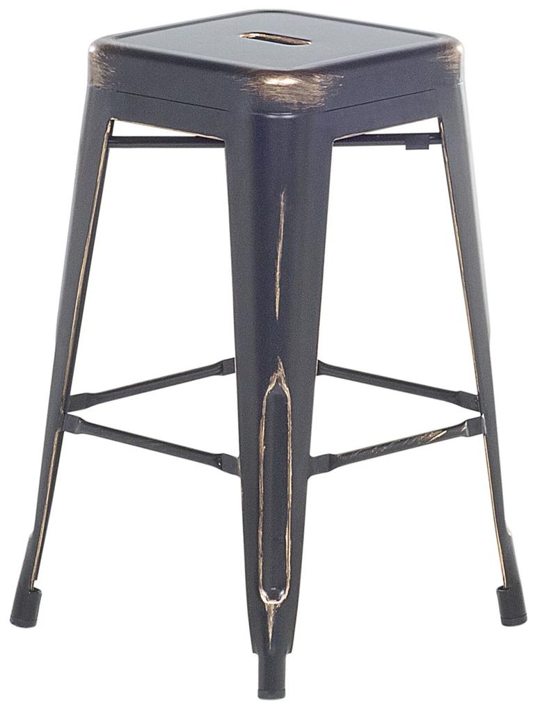 Sada 2 oceľových barových stoličiek 60 cm čierna/zlatá CABRILLO Beliani