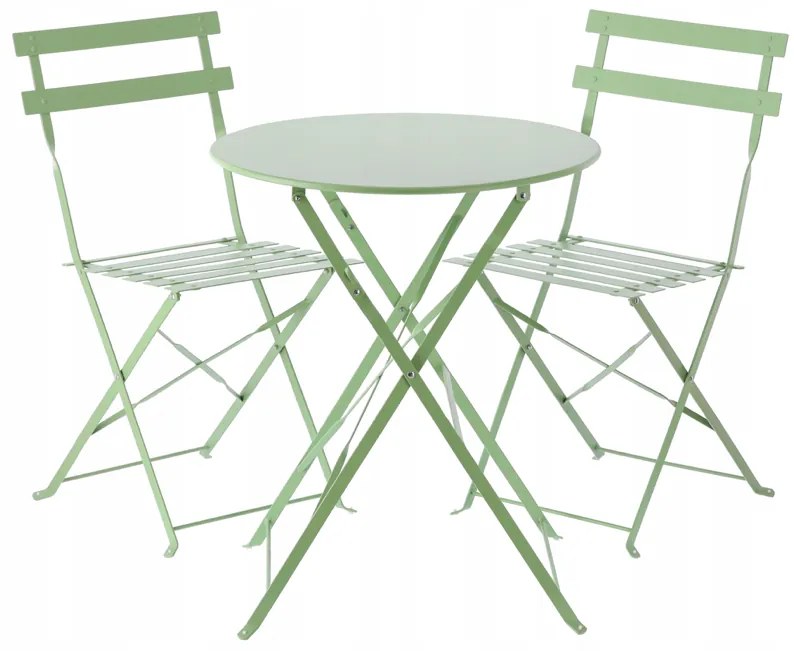 Kompaktná skladacia balkónová súprava - stôl + dve stoličky zelená