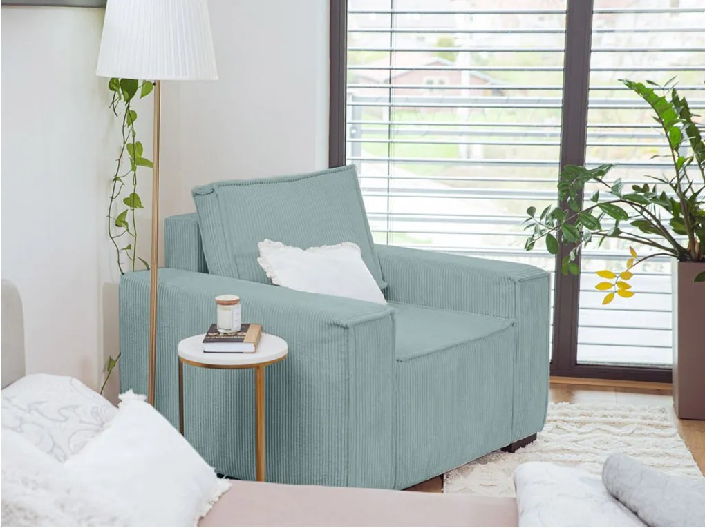 Kreslo s taburetom SMART SET, svetlo modrá