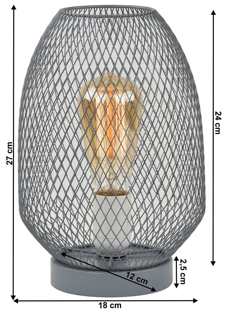 Kondela Stolná lampa, kov/sivá, ANLEY