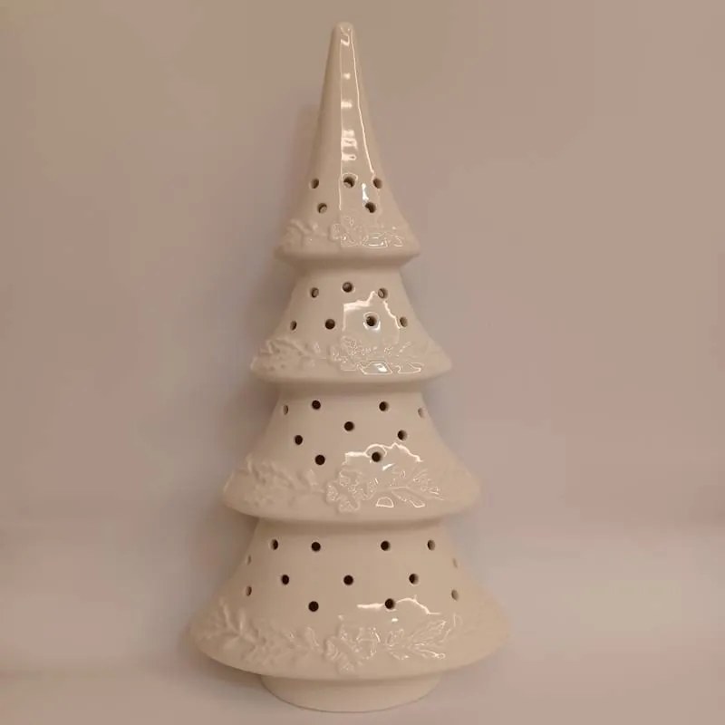 DECOLED Keramický stromeček, 15 x 9,2 x 29 cm, teple bílá, 2xLR44