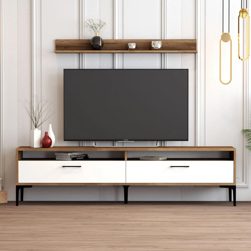 TV skrinka Istanbul - Walnut, White
