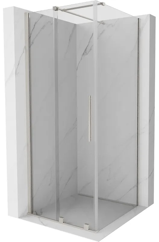 Mexen Velar, sprchový kút s posuvnými dverami 90 x 90 cm, 8mm číre sklo, brúsená oceľ, 871-090-090-01-97