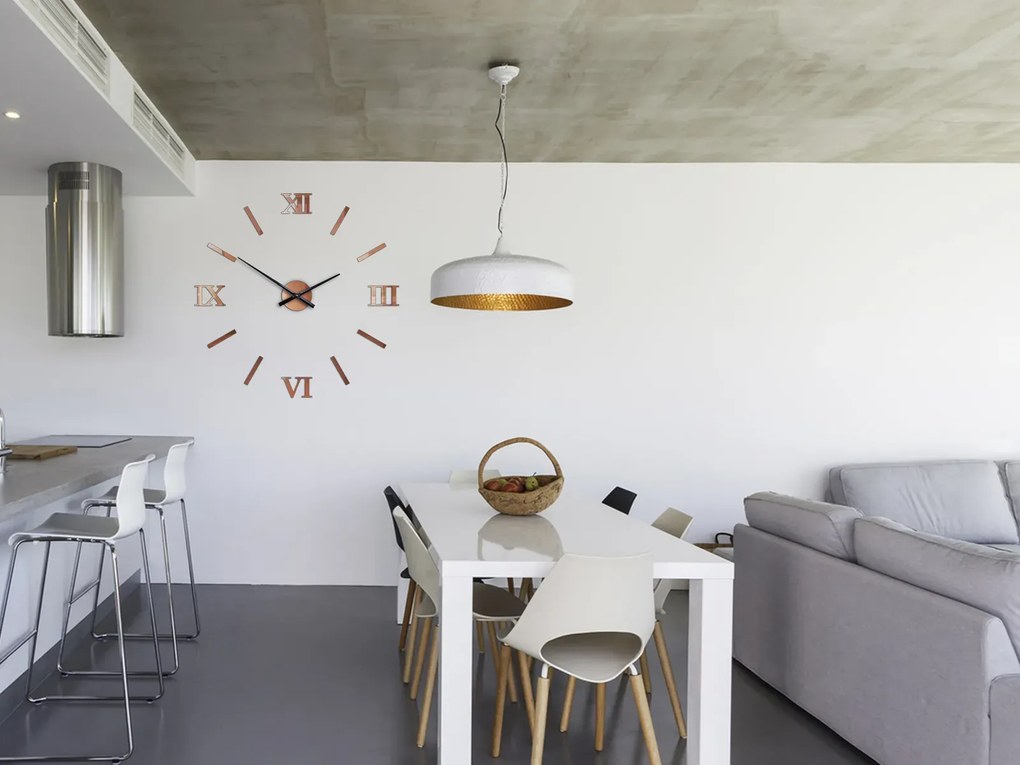 Nástěnné samolepící hodiny Numero 75 cm měděné