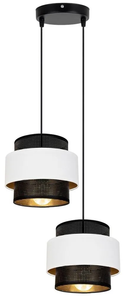Luster na lanku NESS 2xE27/60W/230V pr. 30 cm čierna/biela