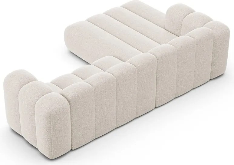 Krémovobiela ženilková rohová pohovka (ľavý roh/s leňoškou) Lupine – Micadoni