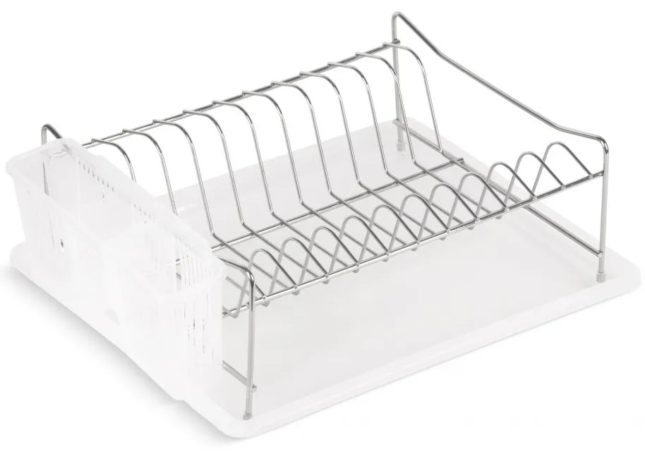 Wellhox Priestranný biely stojan na riad s odkvapkávacou miskou.
