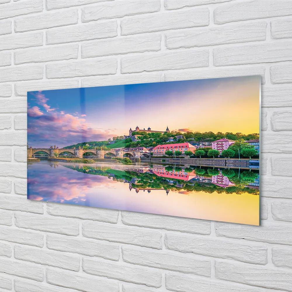 Nástenný panel  rieka Nemecko Sunset 125x50 cm