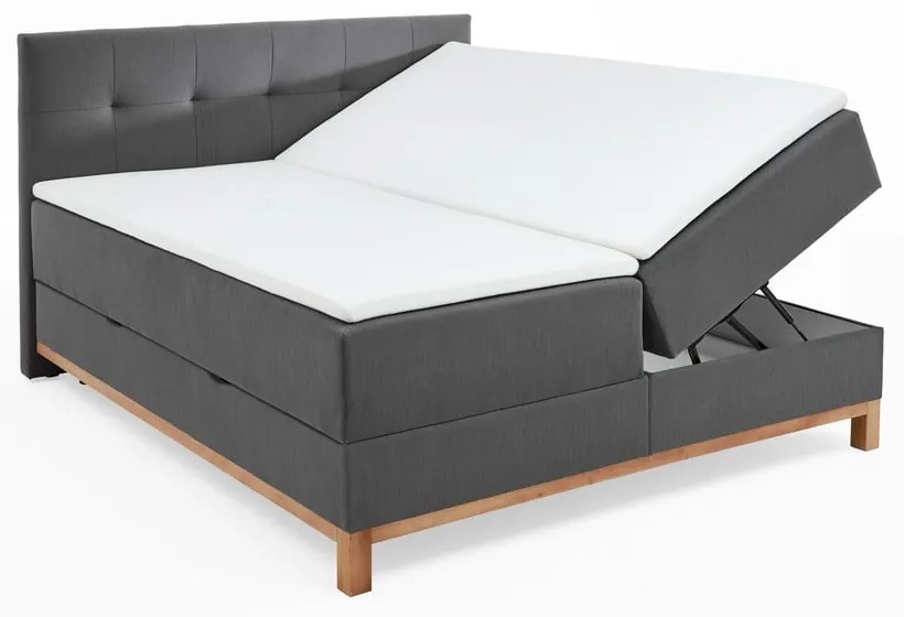 Tmavosivá boxspring posteľ s úložným priestorom 160x200 cm Catania - Meise Möbel