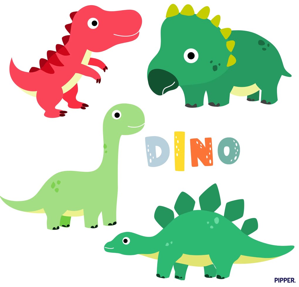 PIPPER. Textilná nálepka na stenu "Baby dinosaury 2"