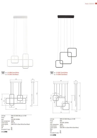 Redo 01-2099 - LED stmievateľný luster na lankách THAI LED/86W/230V biely